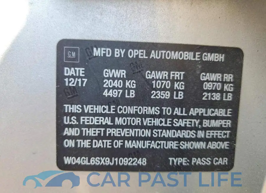 W04GL6SX9J1092248# 12
