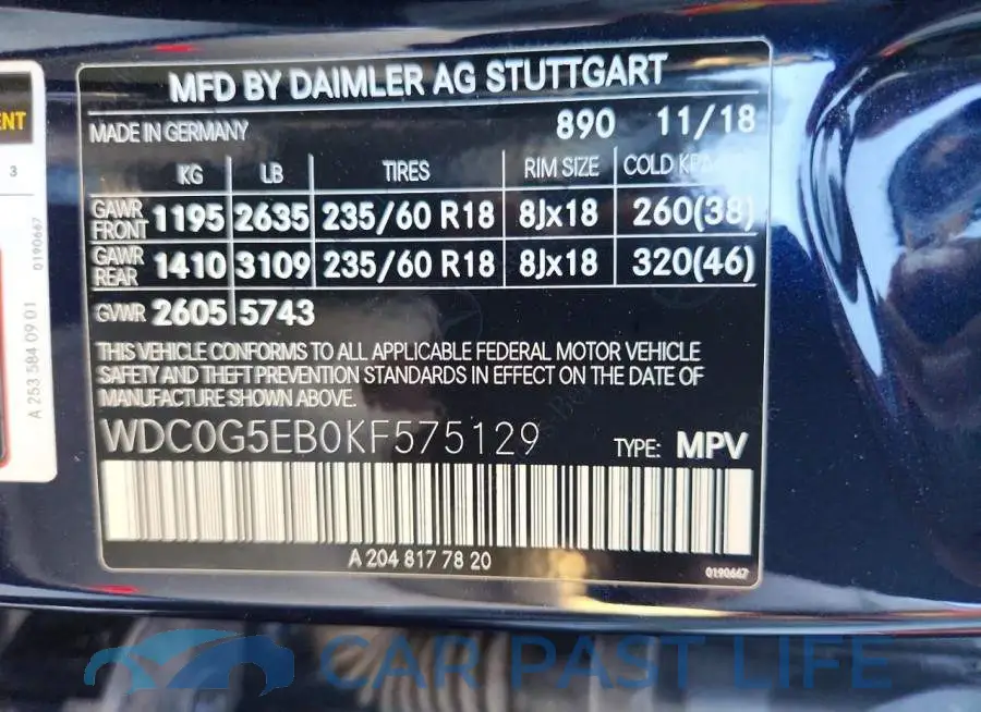 WDC0G5EB0KF575129# 13