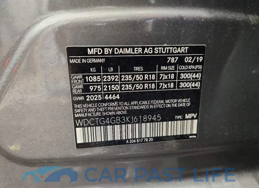 WDCTG4GB3KJ618945# 13