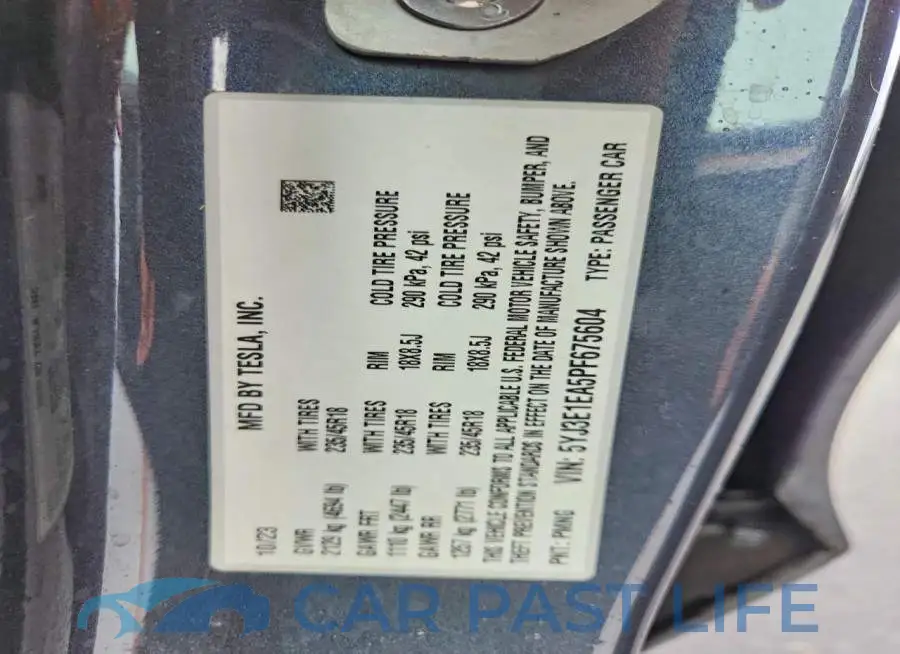 5YJ3E1EA5PF675604# 12