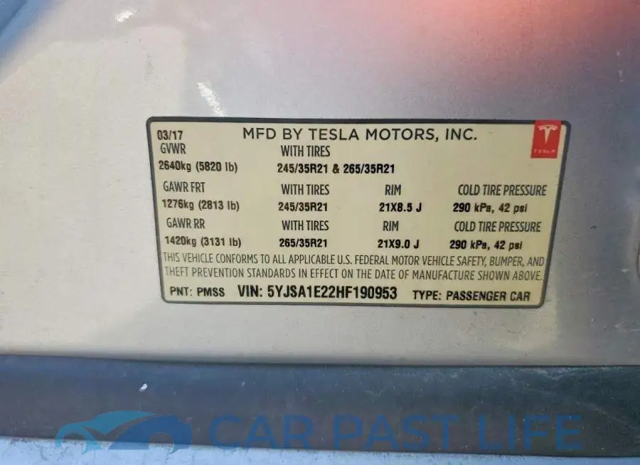 5YJSA1E22HF190953# 12