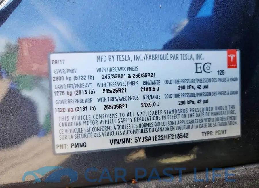 5YJSA1E22HF218542# 13