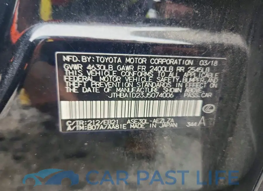 JTHBA1D23J5074006# 12