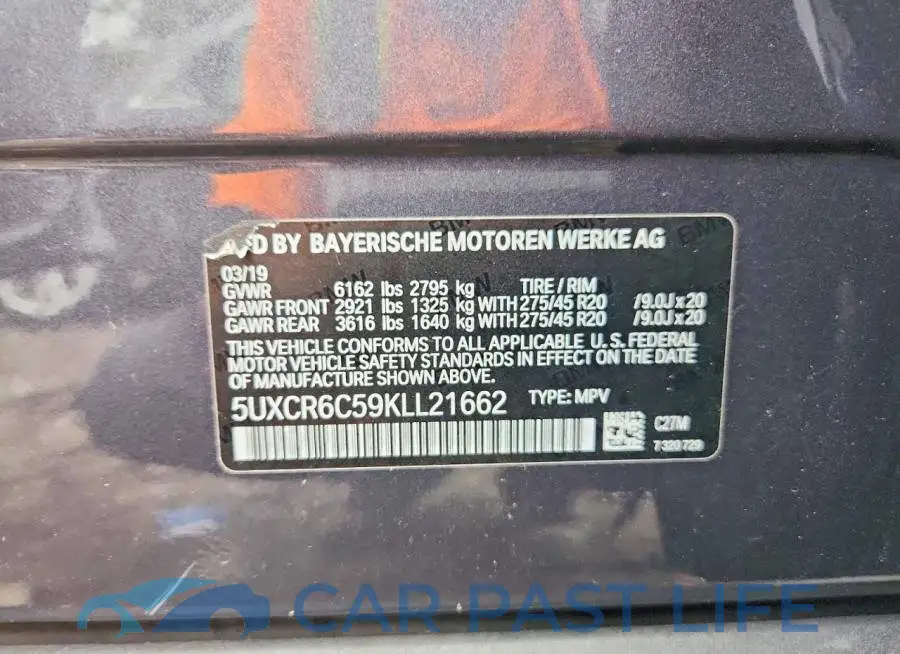 5UXCR6C59KLL21662# 12