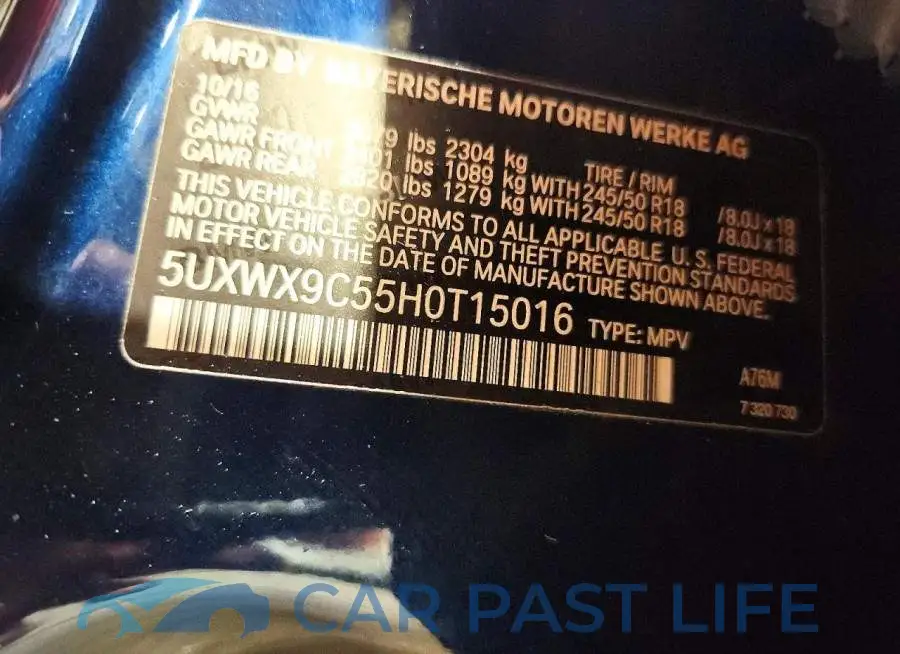 5UXWX9C55H0T15016# 13