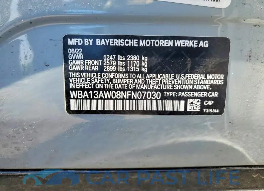 WBA13AW08NFN07030# 12