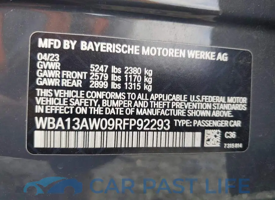 WBA13AW09RFP92293# 12