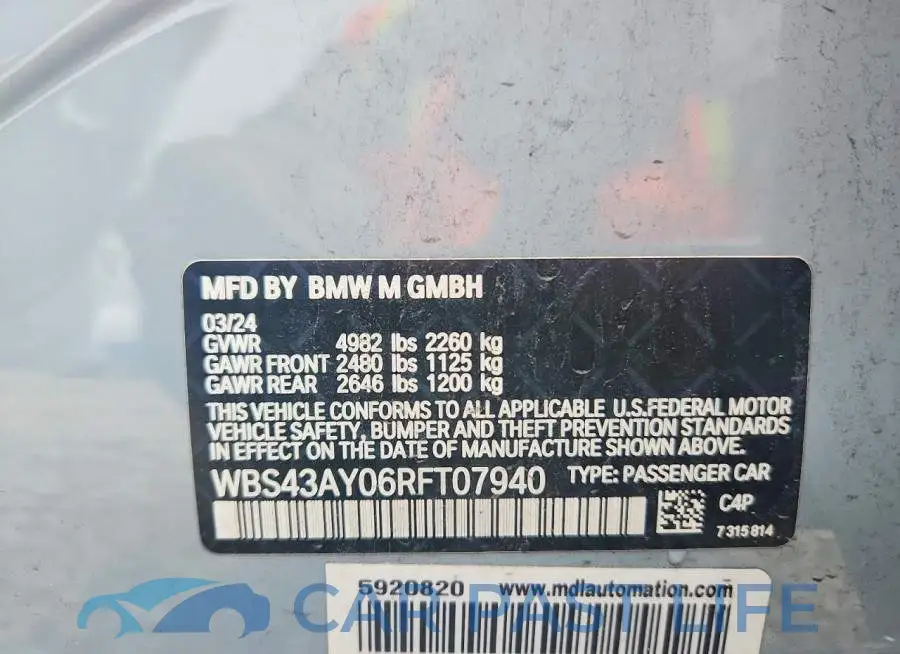WBS43AY06RFT07940# 12