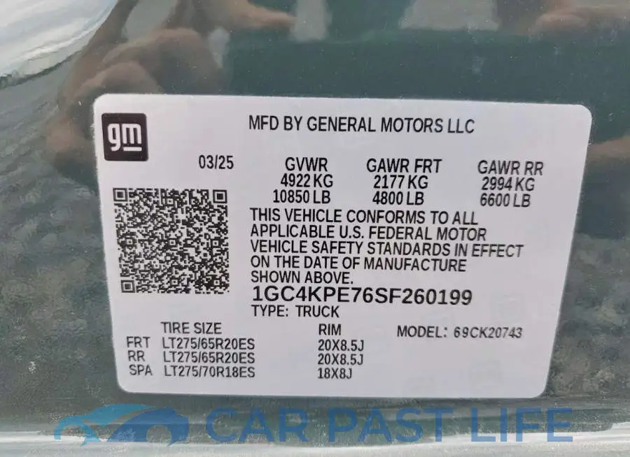 1GC4KPE76SF260199# 13