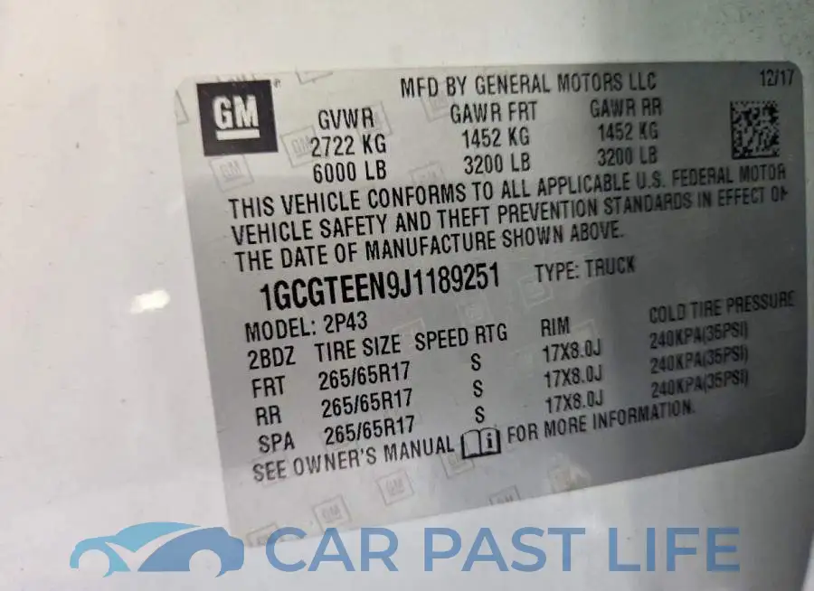 1GCGTEEN9J1189251# 12