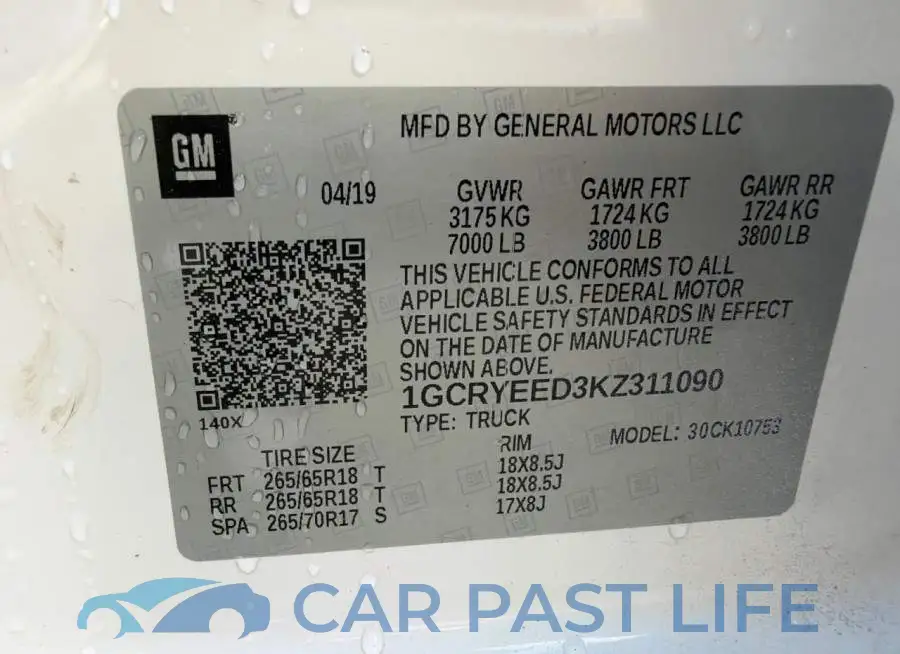 1GCRYEED3KZ311090# 10