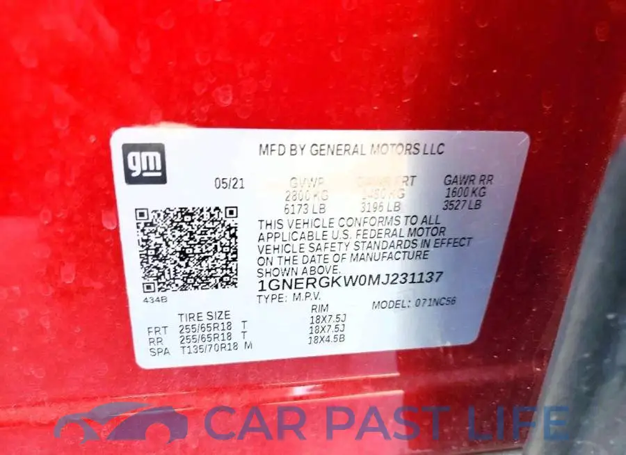 1GNERGKW0MJ231137# 14