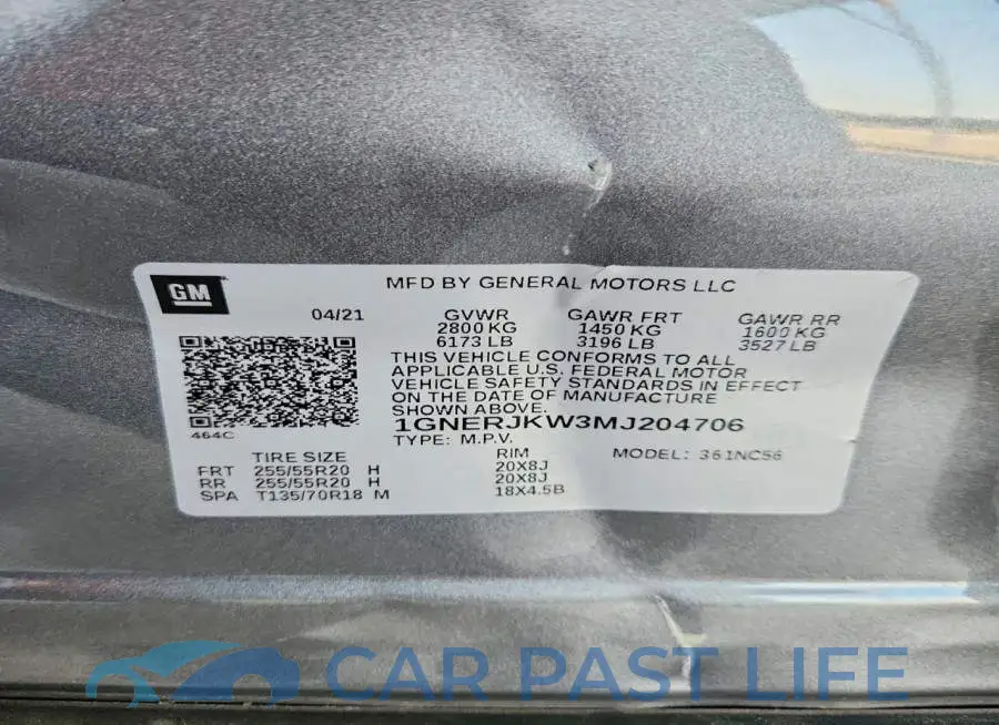 1GNERJKW3MJ204706# 12