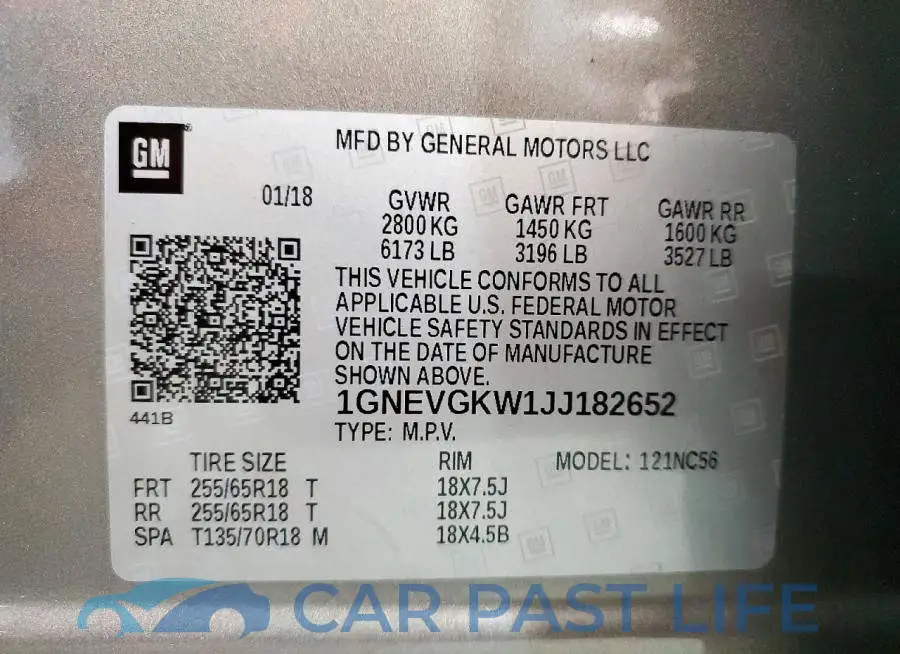 1GNEVGKW1JJ182652# 13