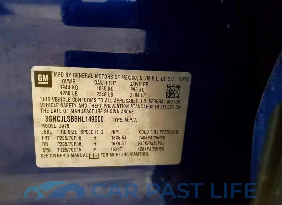 3GNCJLSB8HL149000# 14