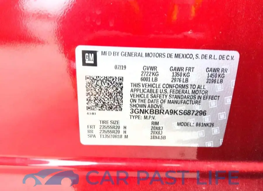 3GNKBBRA9KS687296# 13