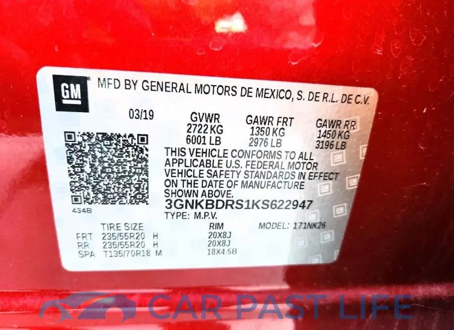 3GNKBDRS1KS622947# 13