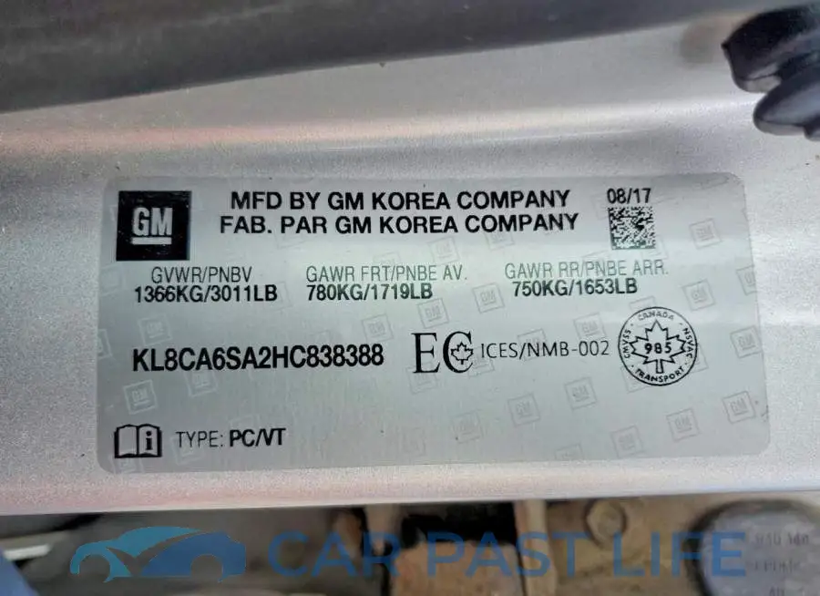 KL8CA6SA2HC838388# 13