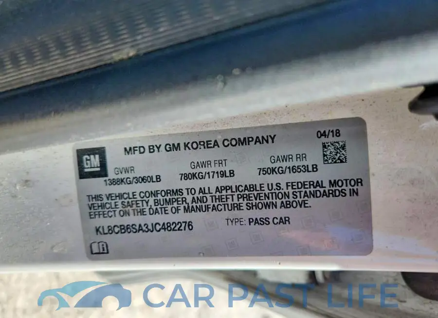 KL8CB6SA3JC482276# 12