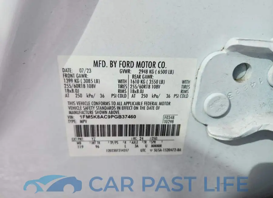 1FM5K8AC9PGB37460# 12