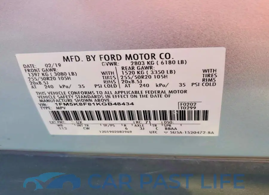 1FM5K8F81KGB48434# 12
