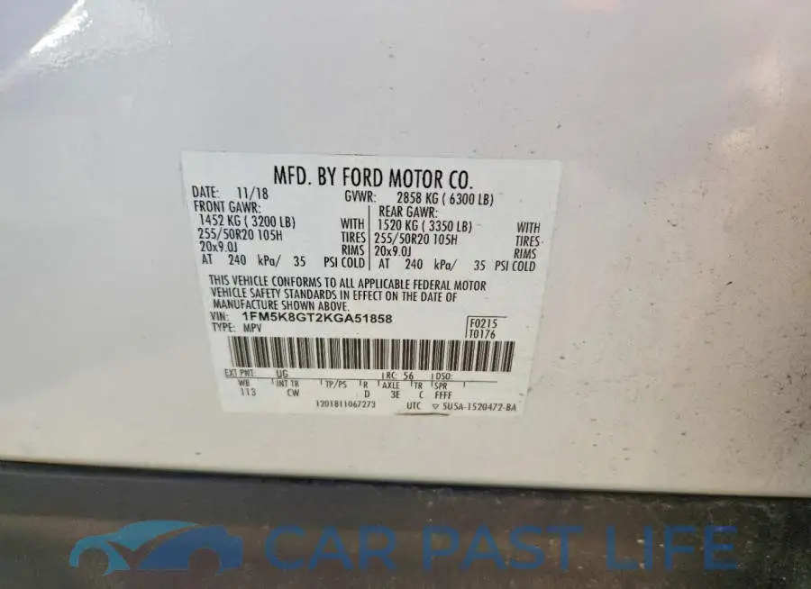1FM5K8GT2KGA51858# 13