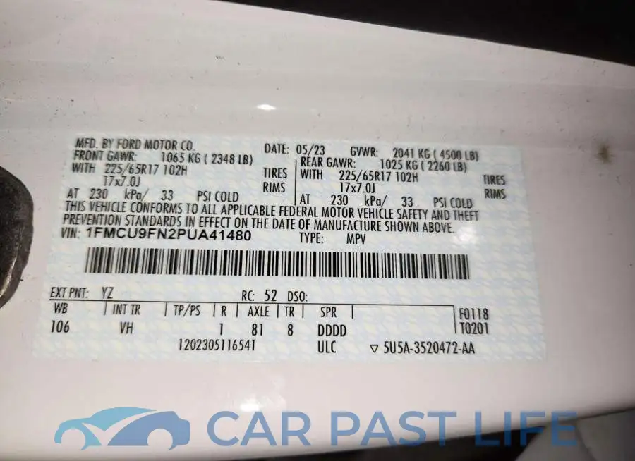1FMCU9FN2PUA41480# 13
