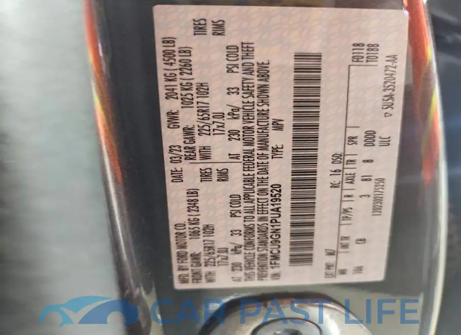1FMCU9GN1PUA19520# 13