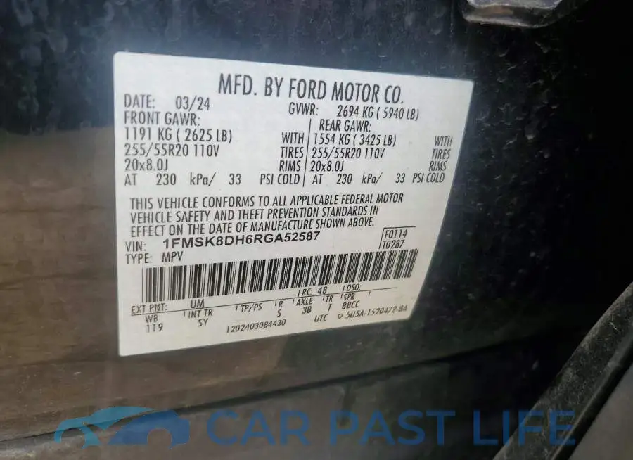 1FMSK8DH6RGA52587# 14