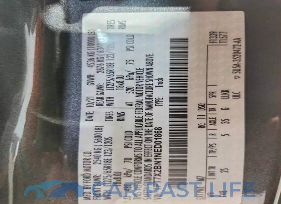 1FT7X2BN1NED01868# 12