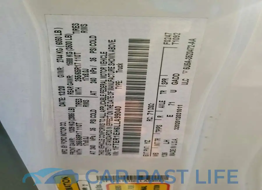 1FTER1EH6LLA99040# 12