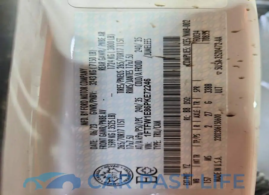 1FTFW1E86PKE72246# 12