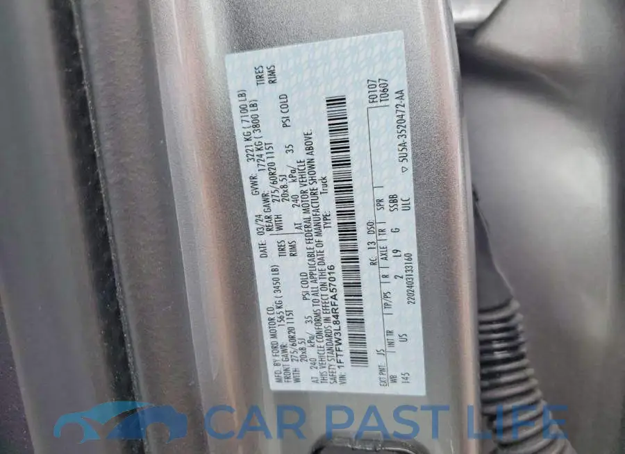 1FTFW3L84RFA57016# 12