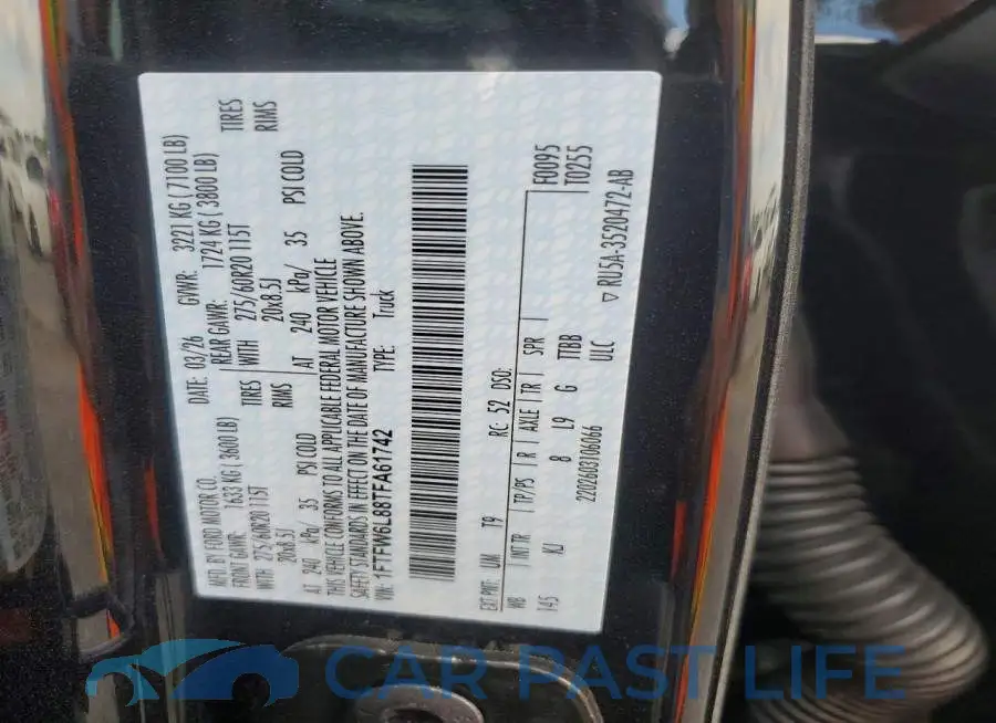 1FTFW6L88TFA61742# 12