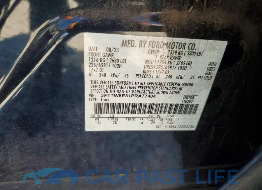 3FTTW8E31PRA77404# 12