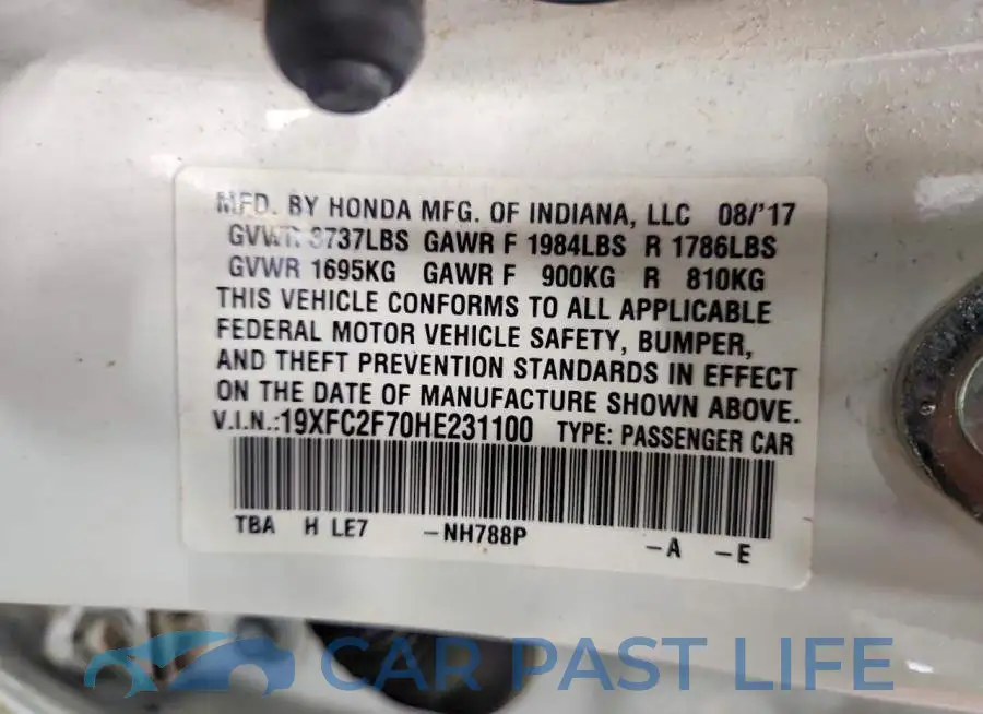 19XFC2F70HE231100# 12