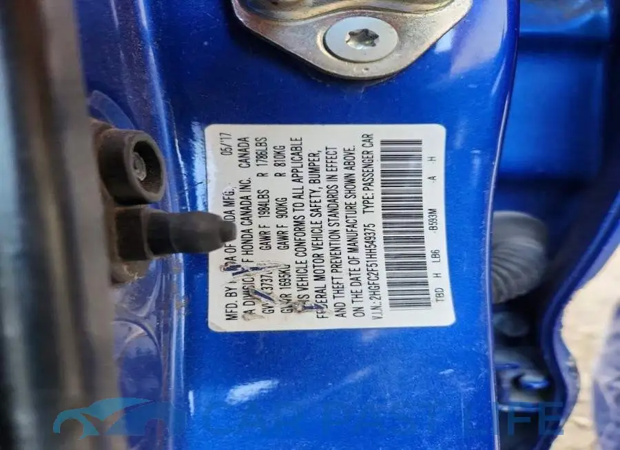 2HGFC2F51HH549375# 12