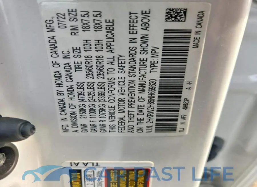 2HKRW2H85NH659620# 14