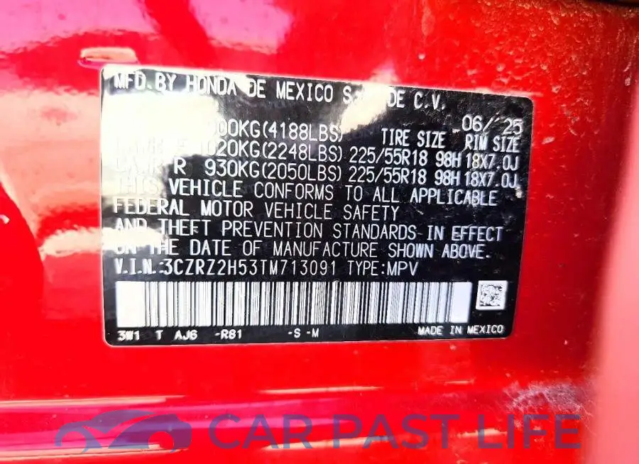 3CZRZ2H53TM713091# 12