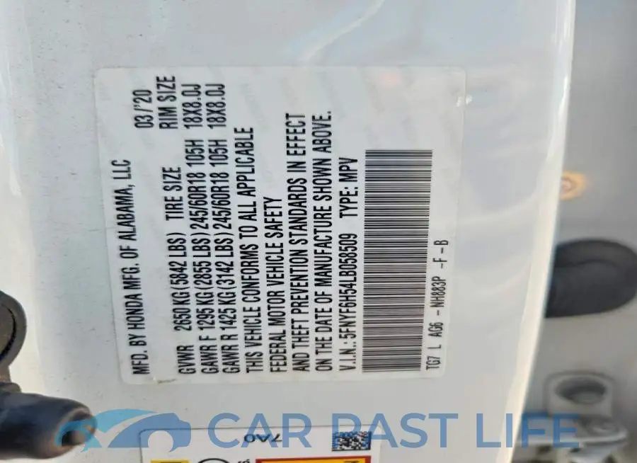 5FNYF6H54LB058509# 13