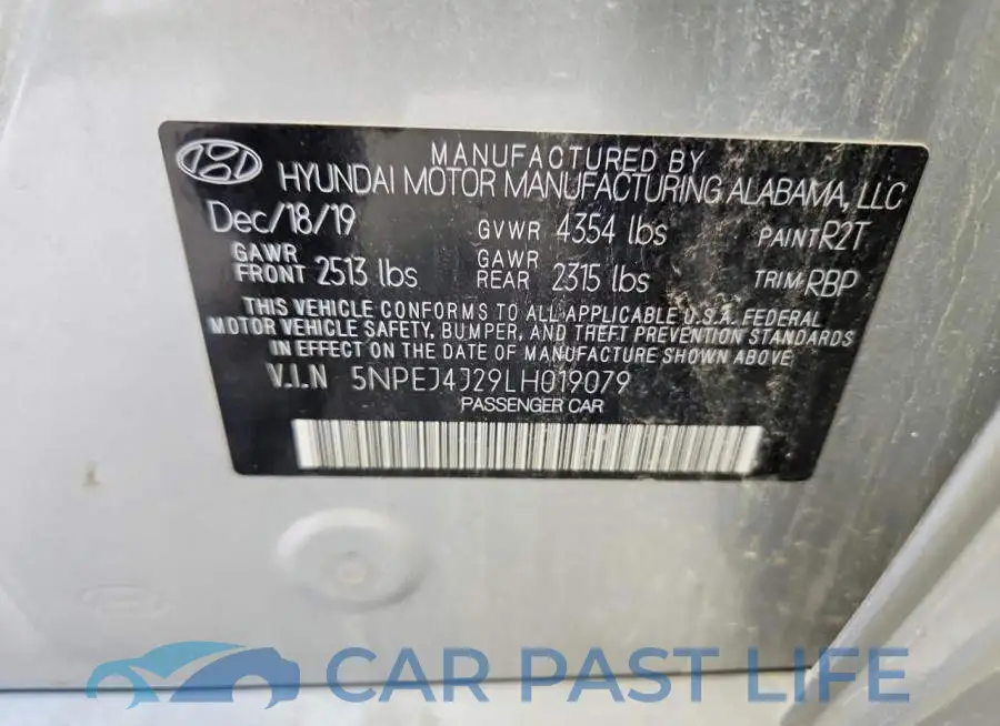 5NPEJ4J29LH019079# 12
