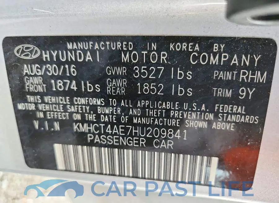KMHCT4AE7HU209841# 12