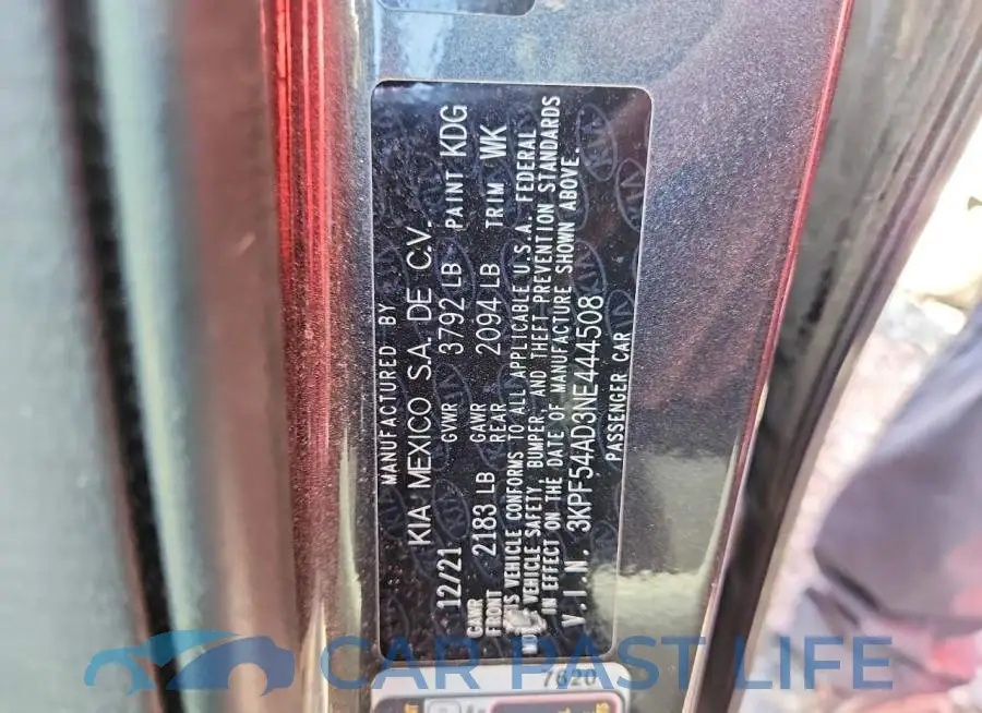 3KPF54AD3NE444508# 12