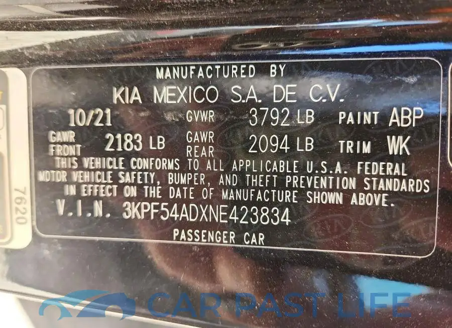 3KPF54ADXNE423834# 12