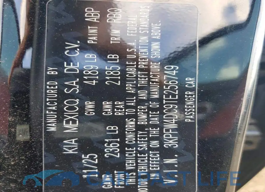 3KPFW4DC9TE256749# 12