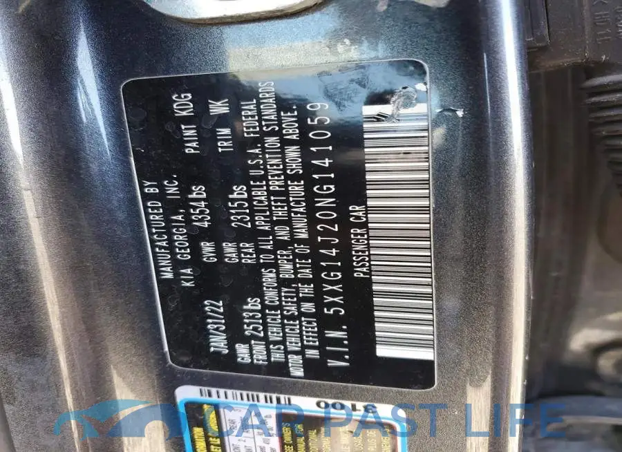 5XXG14J20NG141059# 12