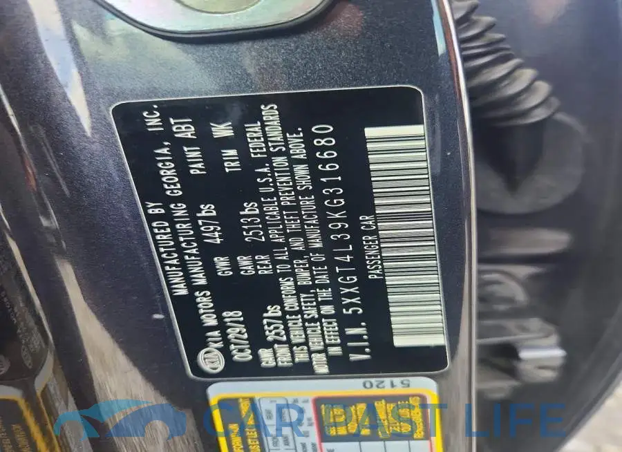 5XXGT4L39KG316680# 13