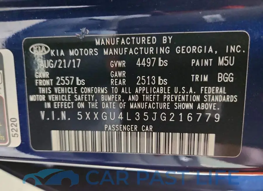 5XXGU4L35JG216779# 12