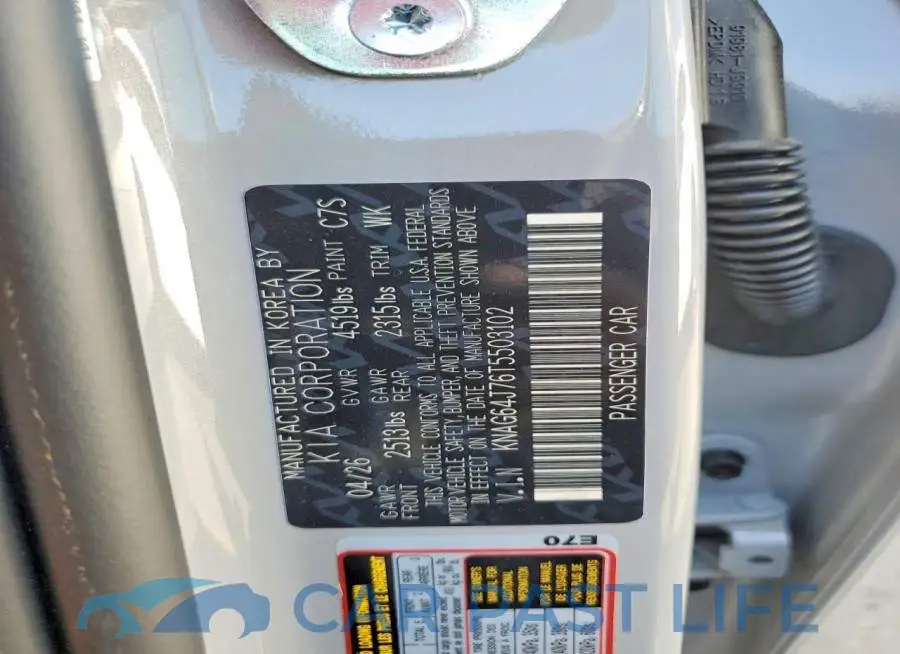 KNAG64J76T5503102# 13