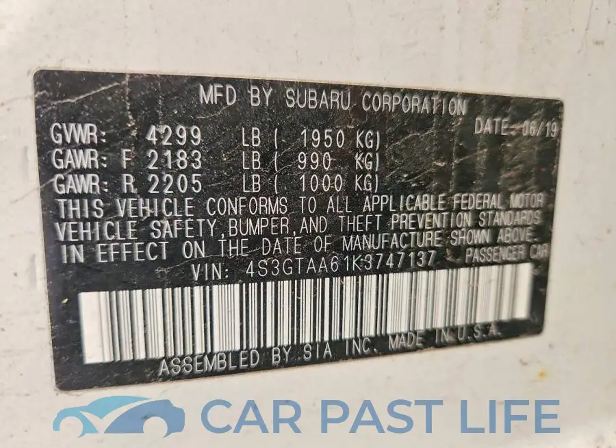4S3GTAA61K3747137# 12